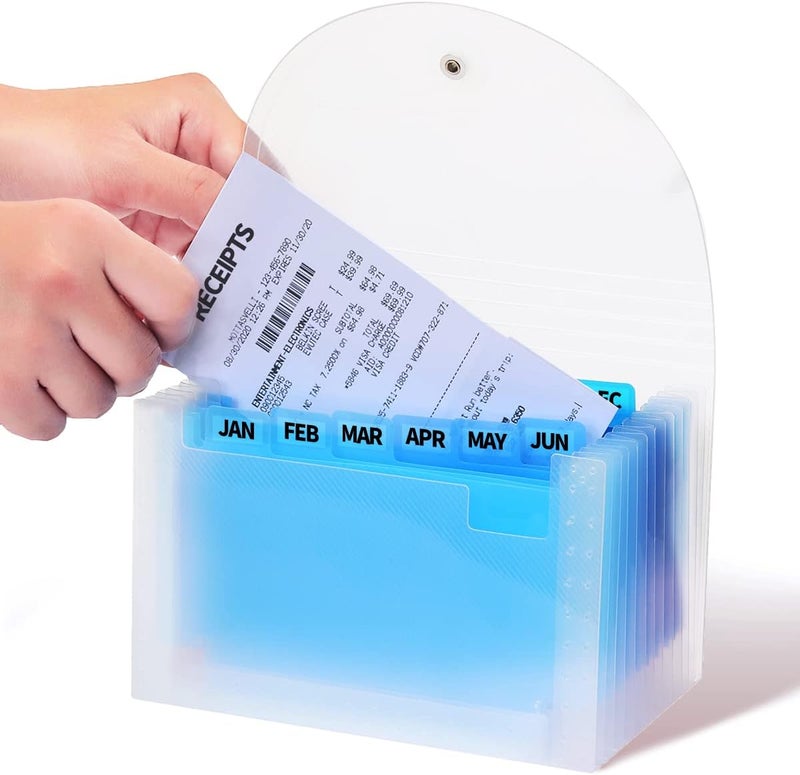 H4D Coupon Receipt Holder, 13 Pocket Accordion File Organizer, 7x4.5 Inches, Blue - Image 1